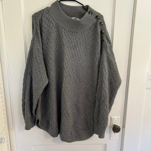 Motherhood Maternity Button Mock-Neck Maternity Sweater Gray Size, Size 2X - Picture 4 of 4